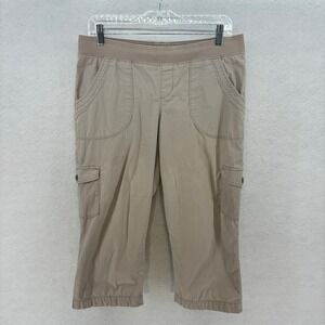 Lee Cargo Capri Pants Women size 8P Beige‎ Tan Relaxed Fit Mid Rise Casual Retro